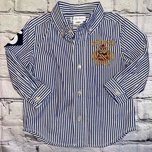 Ralph Lauren Baby Button-Down Oxford Shirt Striped 9 Months Excellent Condition